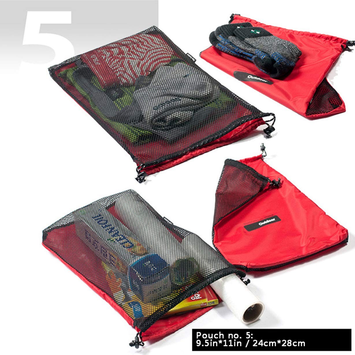 Drawstring Bags/Pouch/Ditty/Mesh-Stuff-Sack for different sizes, Red