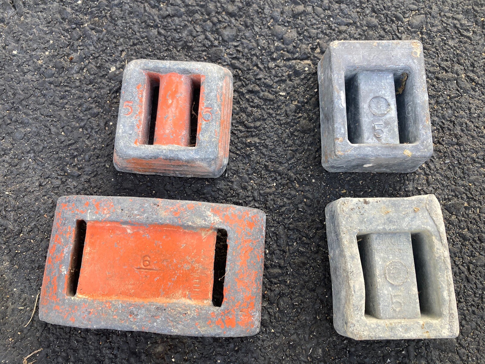 Vintage Lead Dive Belt Weights. 2 Five Lb Circle, 1 Unbranded 5 Lb & 1 Six Pound