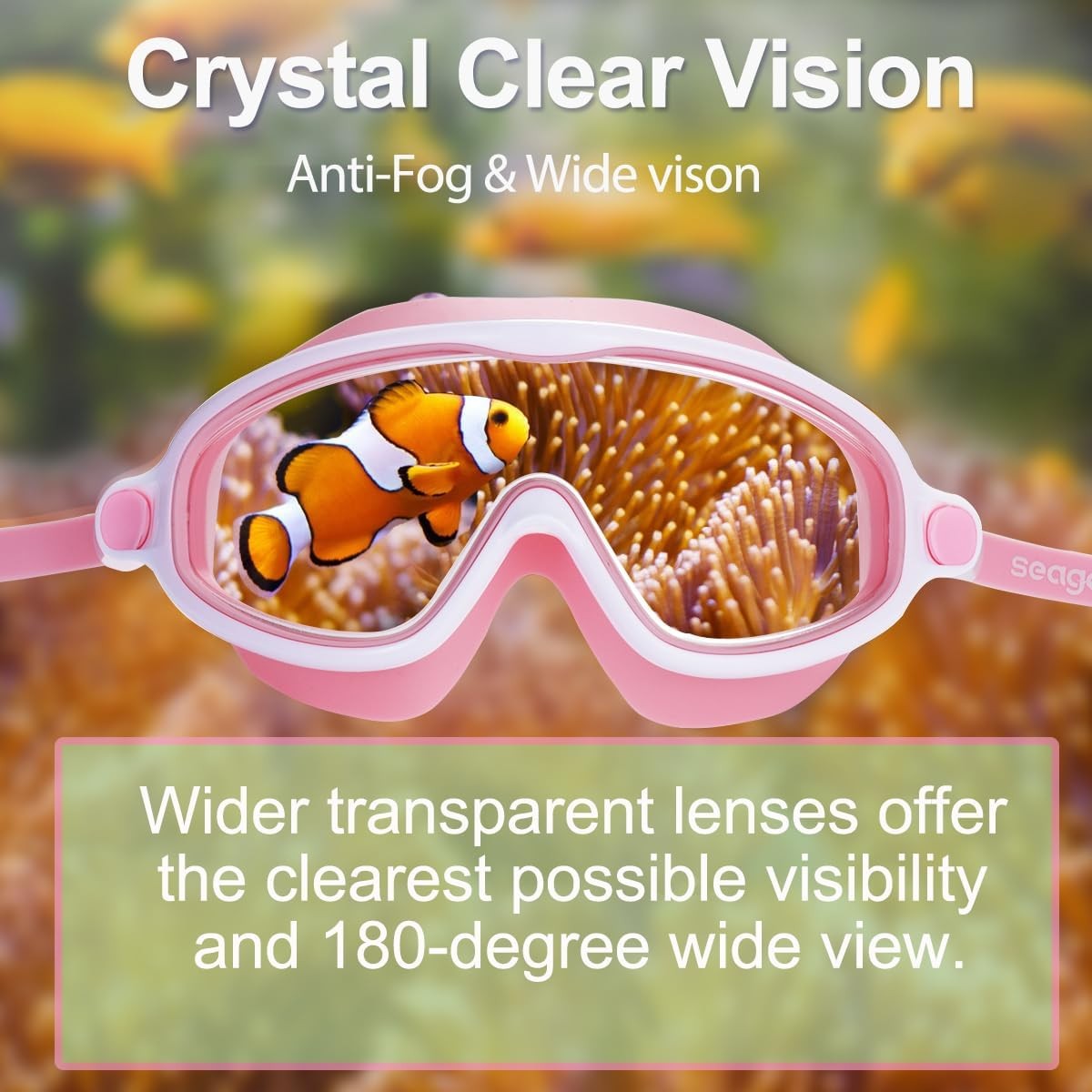 Seago Swim Goggles 2 Pack Anti-Fog Anti-UV Wide View Light Green & Pink