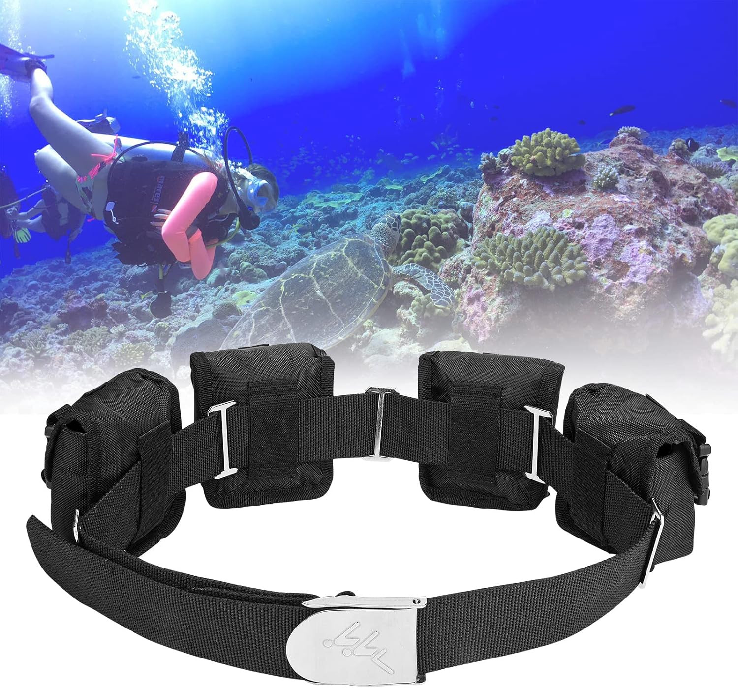 Diving Belt Kit,1 Diver Weight Belt,4 Weight Pocket,5 Weight Keepers for Scuba D