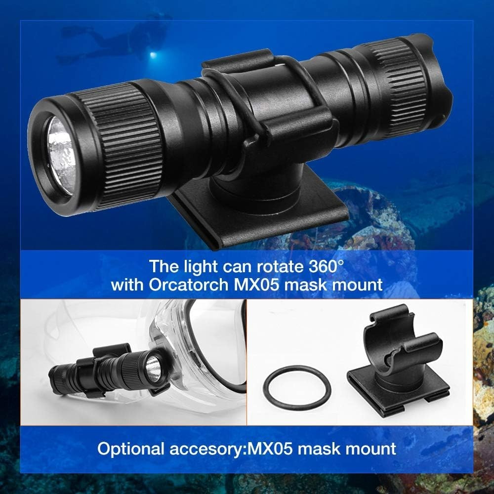 ORCATORCH D560 Mini Scuba Dive Light Headlamp Rotary Switch Underwater Torch …