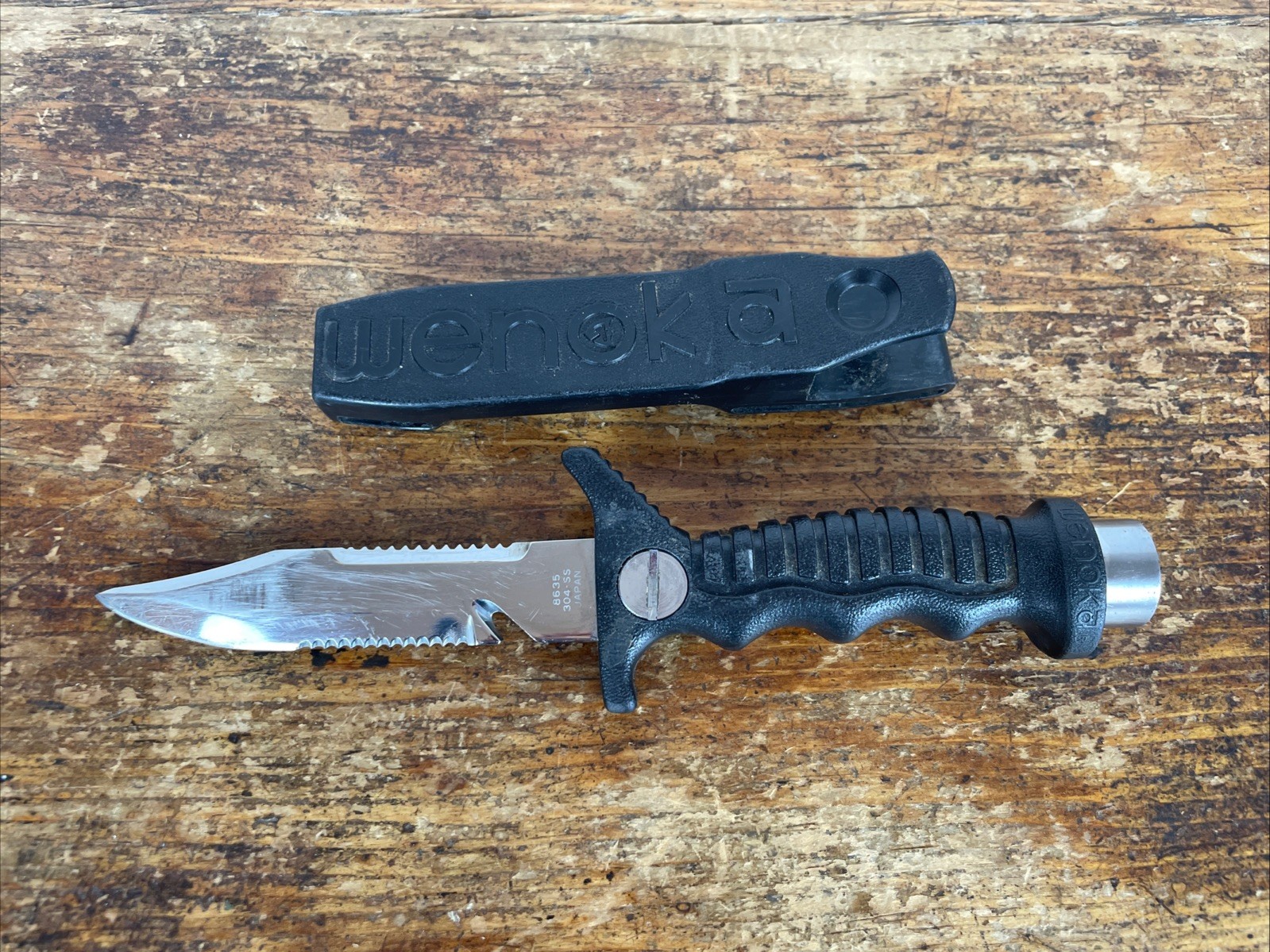 Wenoka 8635 Fixed Blade Dive Knife With Sheath 304-SS – Black- Japan