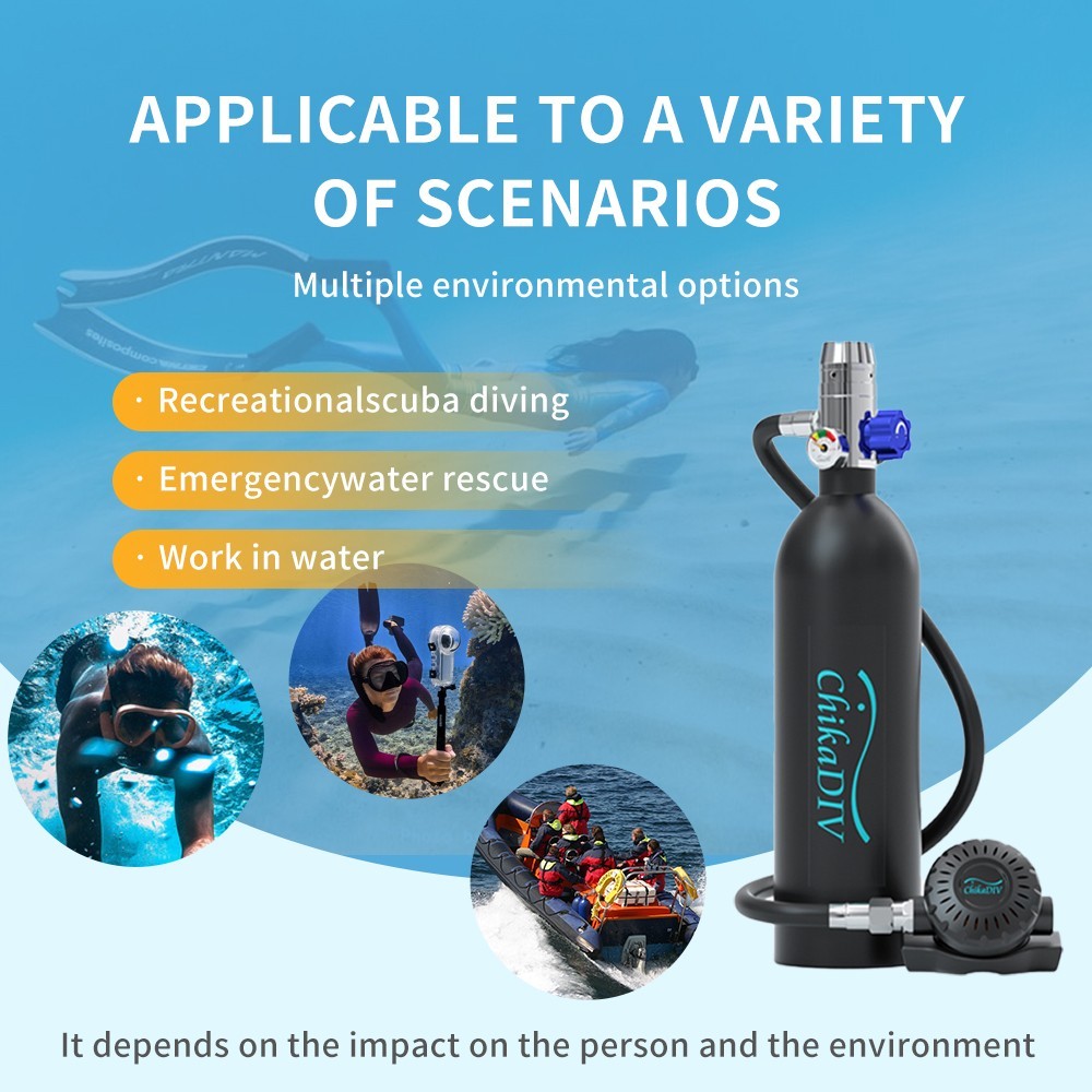 Portable Lung Tank Scuba Gear Set, Mini Diving Tank 1L Capacity with 3000 PSI