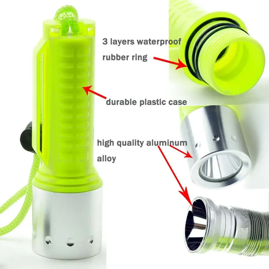 Super Bright T6 LED Diving Flashlight Underwater Scuba Flashlight Waterproof Tor