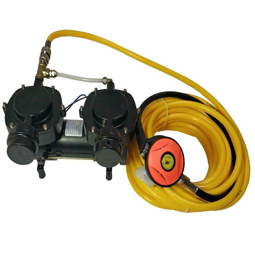 HPDAVV Direct Breath 12V Oil-less Hookah Dive Air Compressor W/ Hose+Regulator