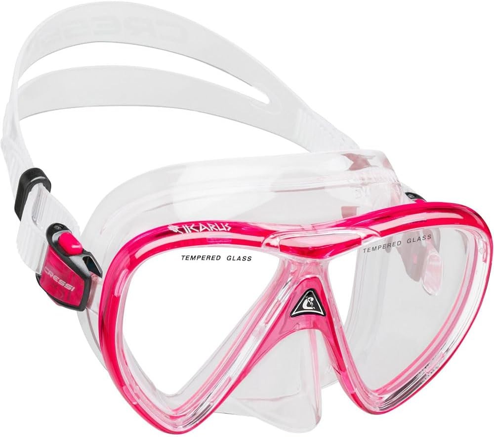 Cressi Adult Adjustable Snorkel Swimming Set, Translucent Pink, Large/XLarge