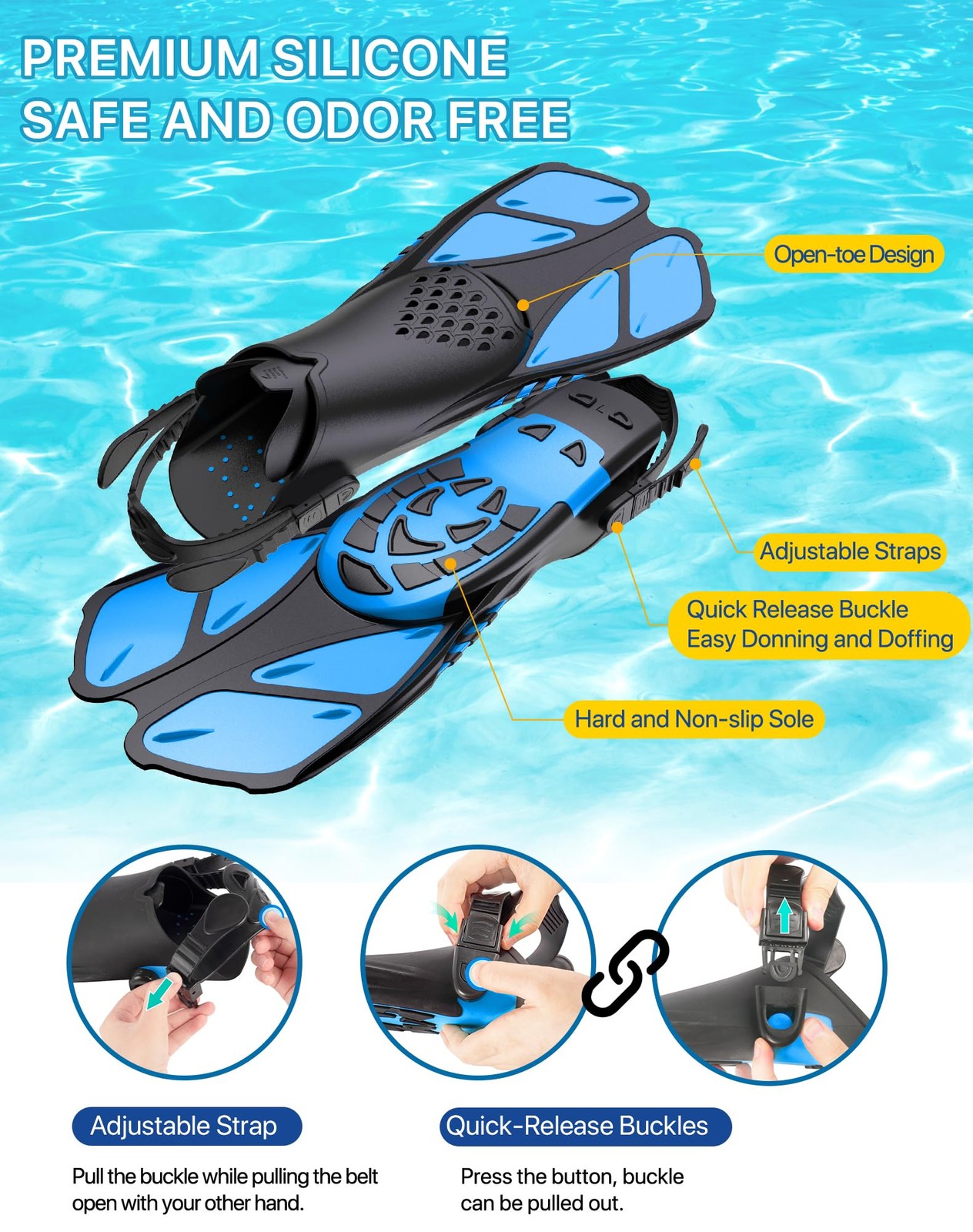 Ubekezele Snorkeling Gear for Adults Men Women,4 in 1 ML/XL, LightBlue