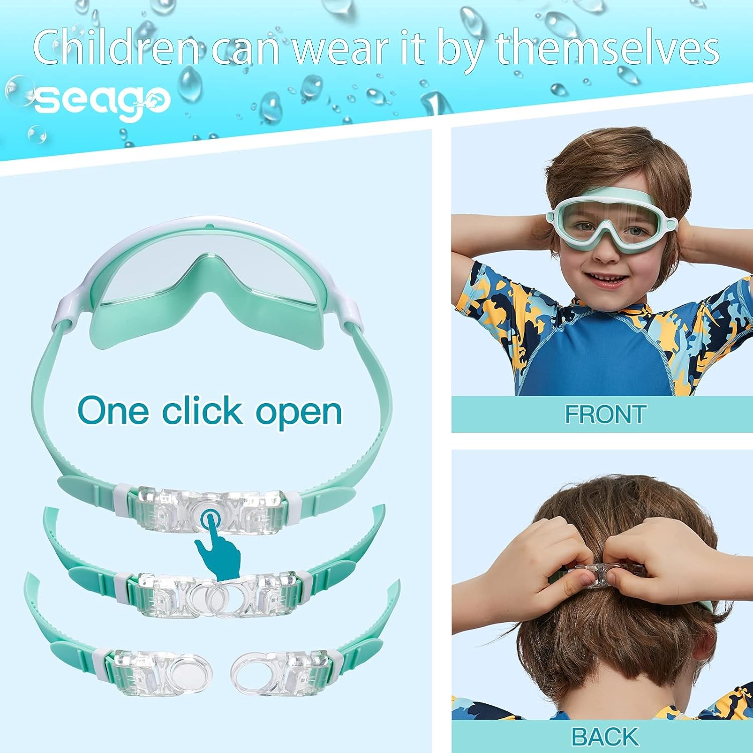 Seago Swim Goggles 2 Pack Anti-Fog Anti-UV Wide View Light Green & Pink
