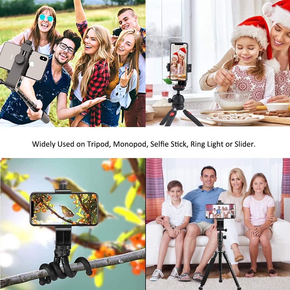 2 Pack Universal Cell Phone Tripod Mount Adapter Smartphone Holder Black