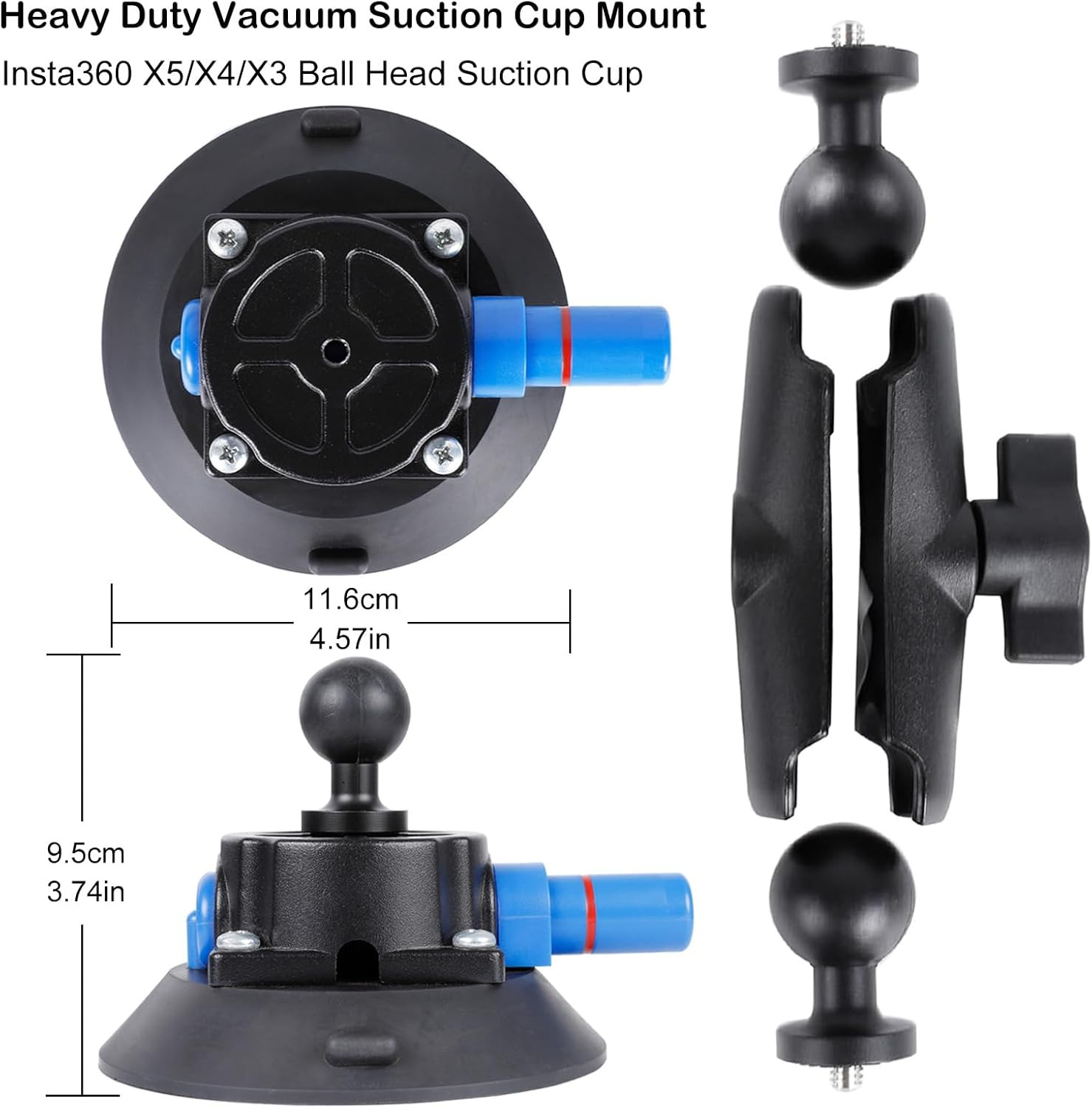 Camera Air Pump Vacuum Suction Cup Handlebar Mount Kit Compatible with Insta360