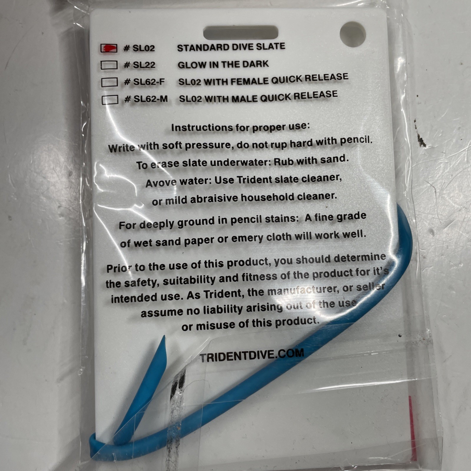 Trident Medium 4″ x 6″ Underwater Writing Dive Slate NEW IN PACKAGE!