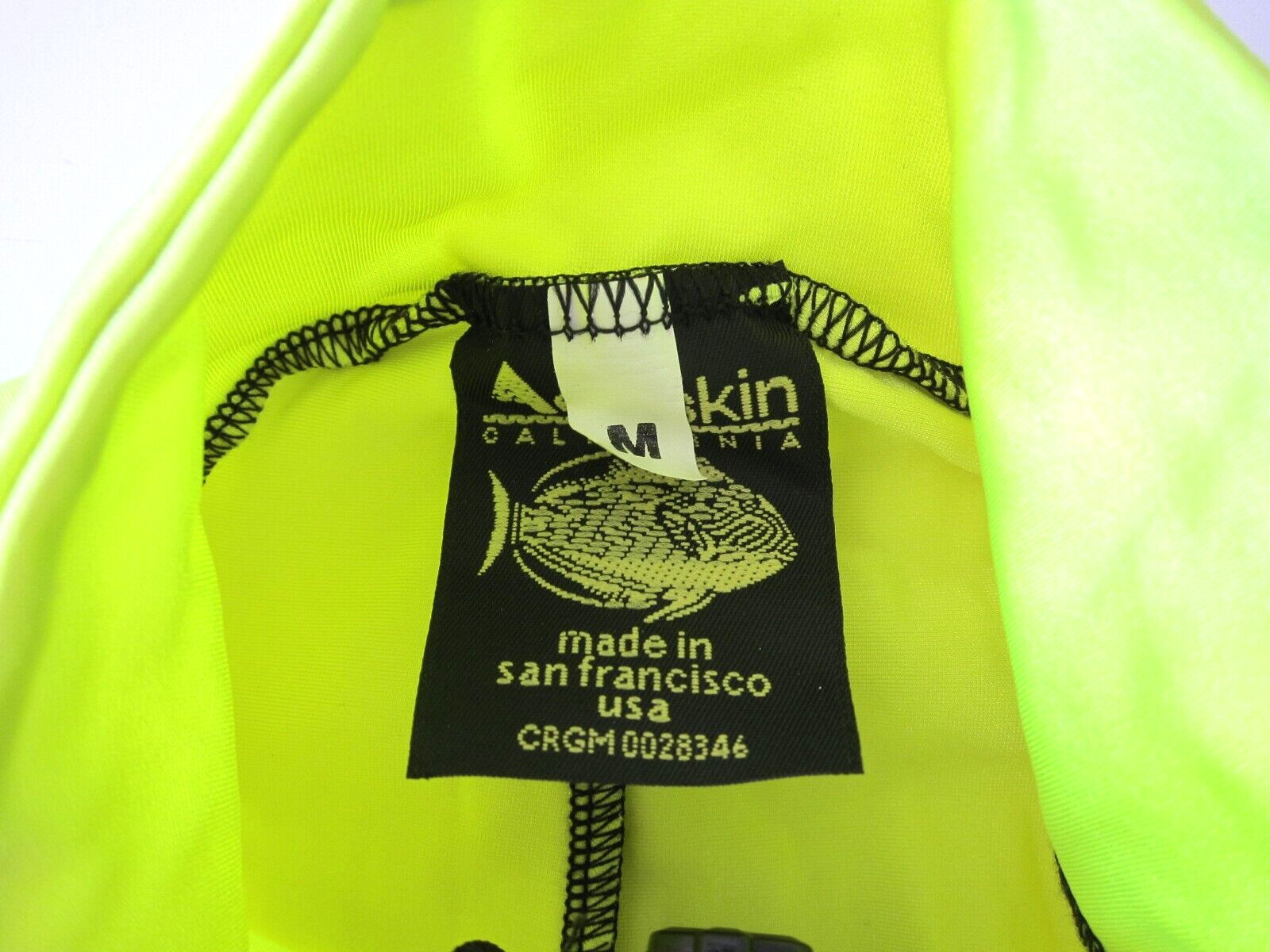 Aeroskin California Neon Yellow Black Nylon Zip Rash Guard Scuba Jumpsuit Medium