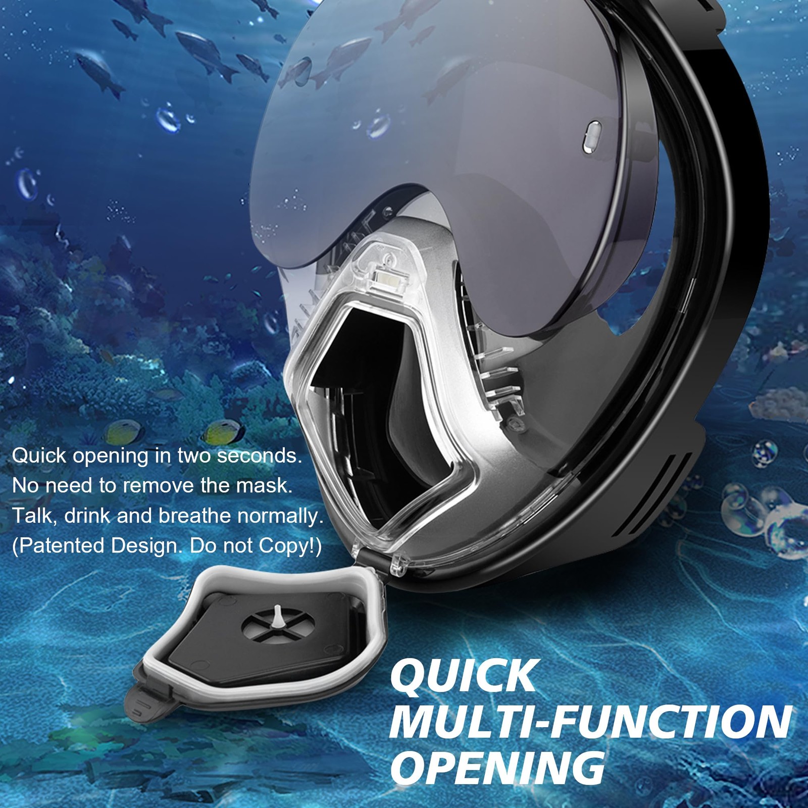 Xyuee Devilfish Full Face Snorkel Mask Adults Black XL, Dry X-Large,