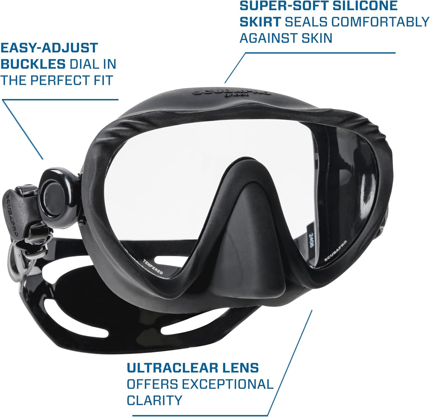 SCUBAPRO Ghost Scuba Dive Mask, Low-Volume Frameless Design W/Ultra Clear Single