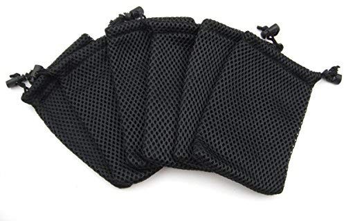 MAHAVIMOKSA Wholesale Nylon Mesh Drawstring Bag 9x14cm, Black 10 Packs