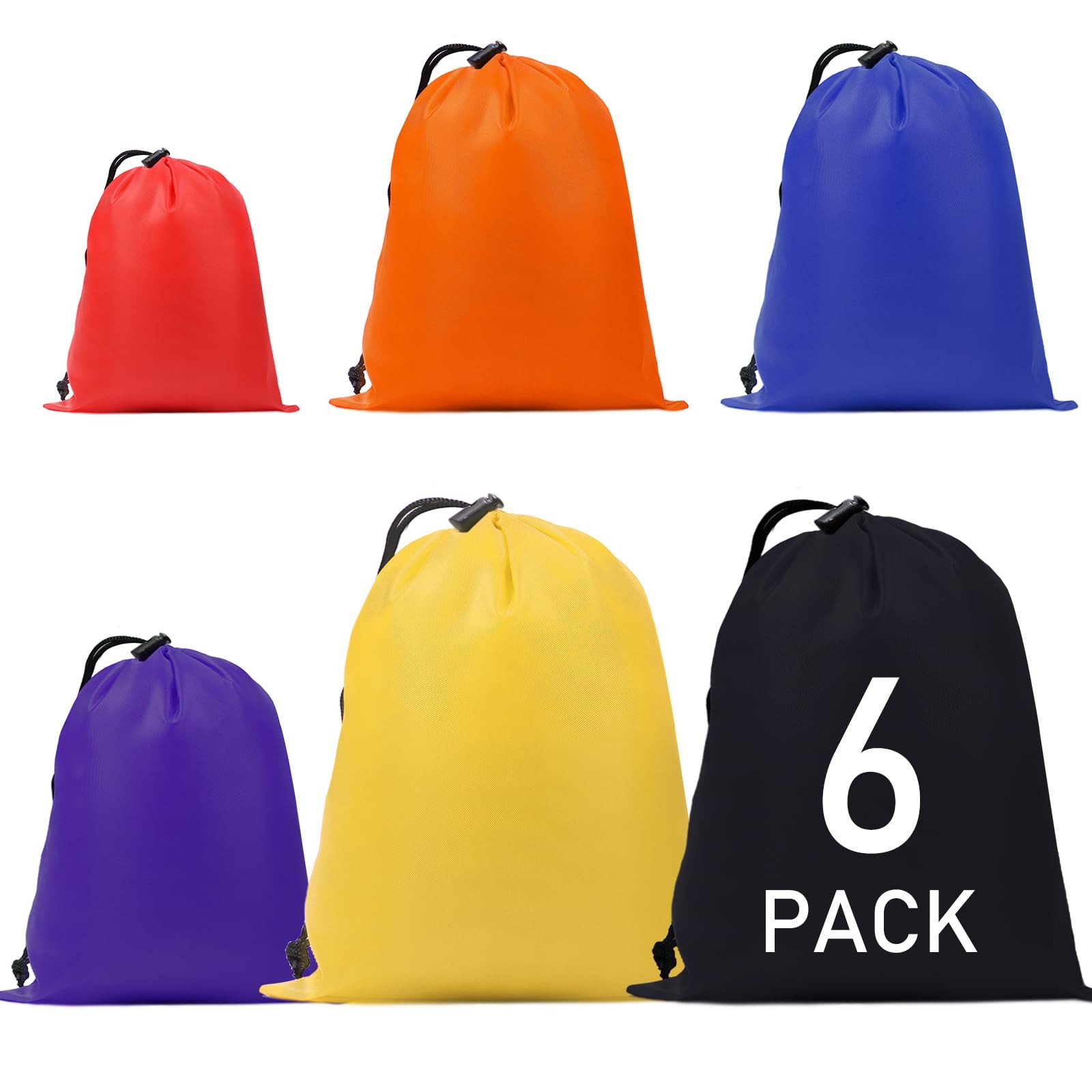 iMucci 6Pcs Multicolor Drawstring Bag X-large, Large, Medium, 2