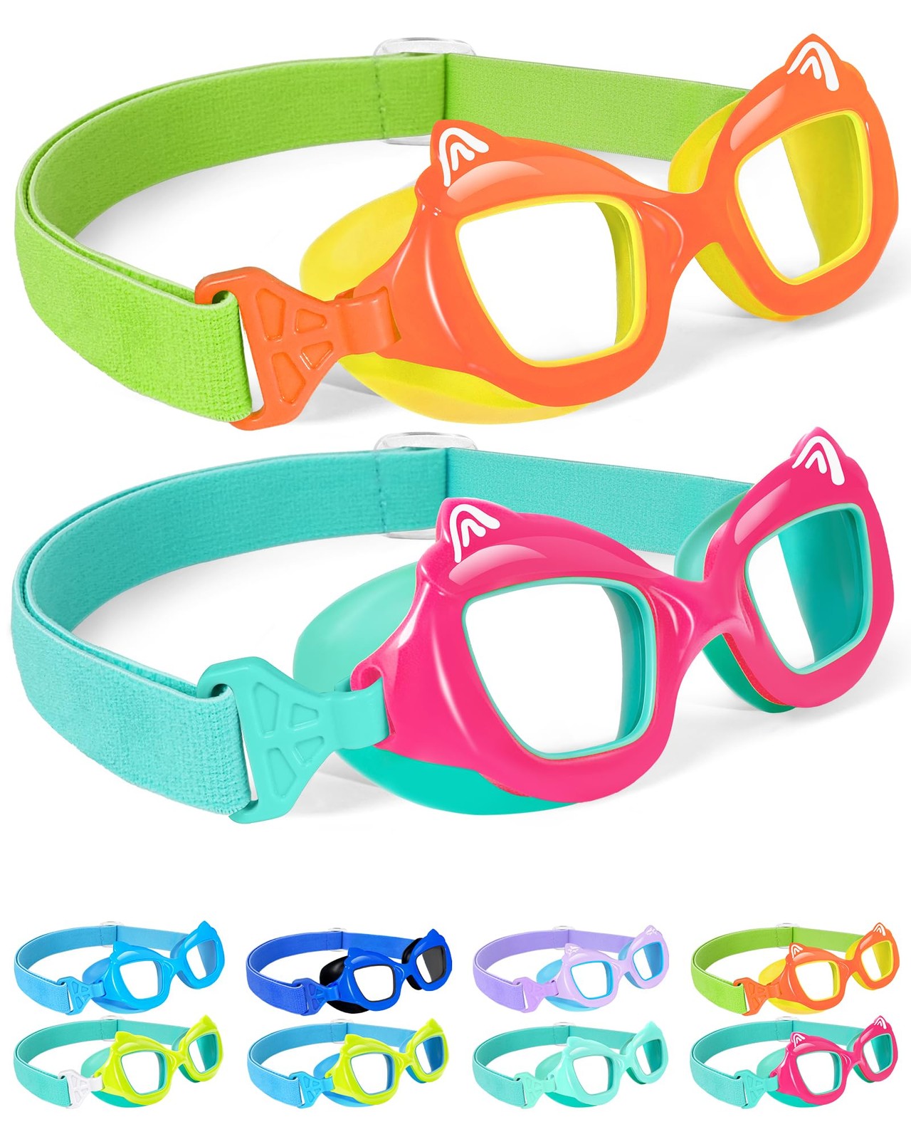Seago 2 Pack Kids Swim Swimming Goggles for One Size, Pink & Orange (2 Pack)