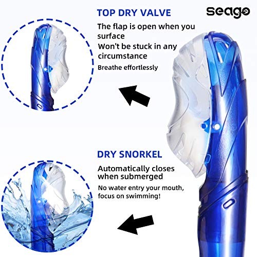 Swim Snorkel for Lap Swimming, Dry Top Front Swimmer Gear for Adult Blue