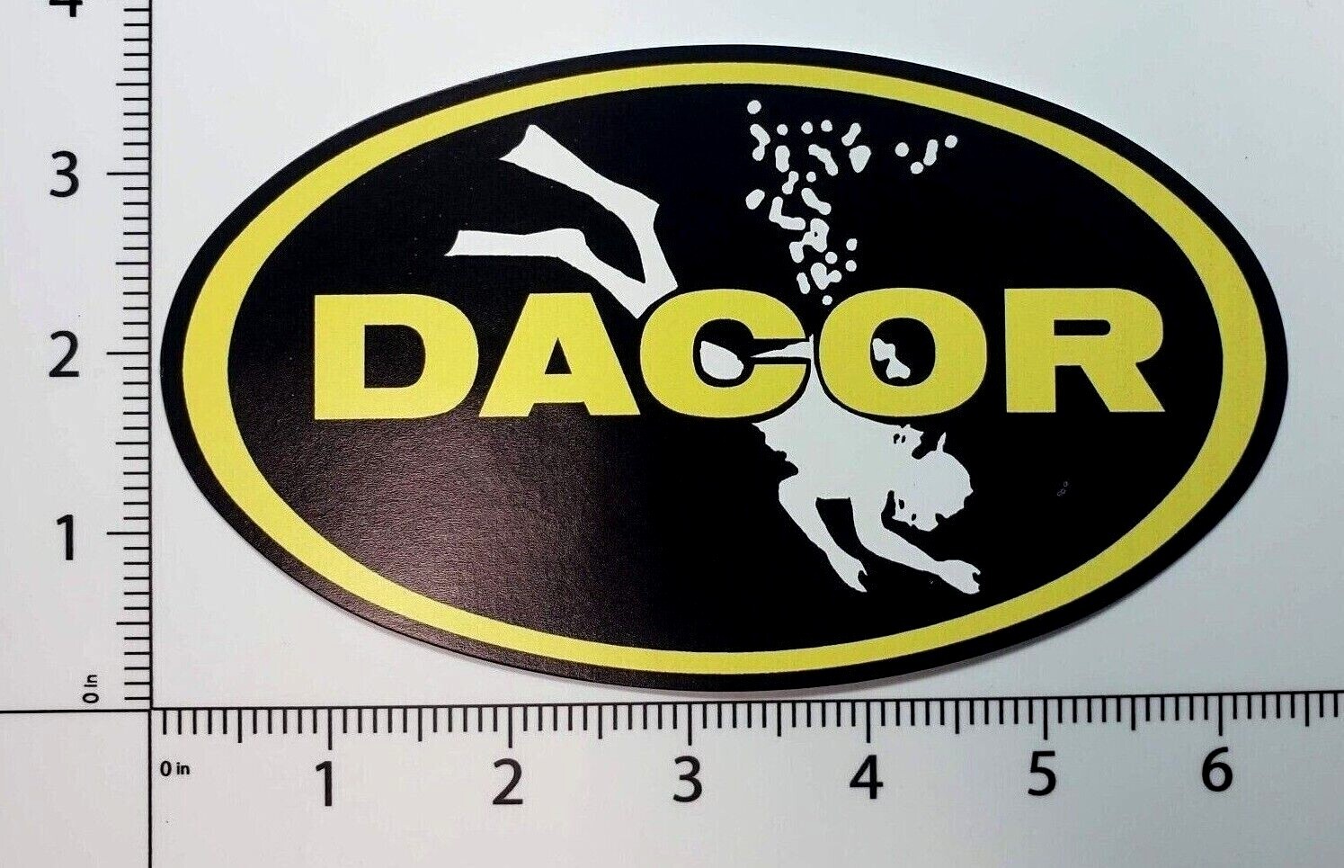 DACOR Oval Scuba Dive Diving Decal Sticker repro 6mil UV vinyl 3.5″x7» die cut