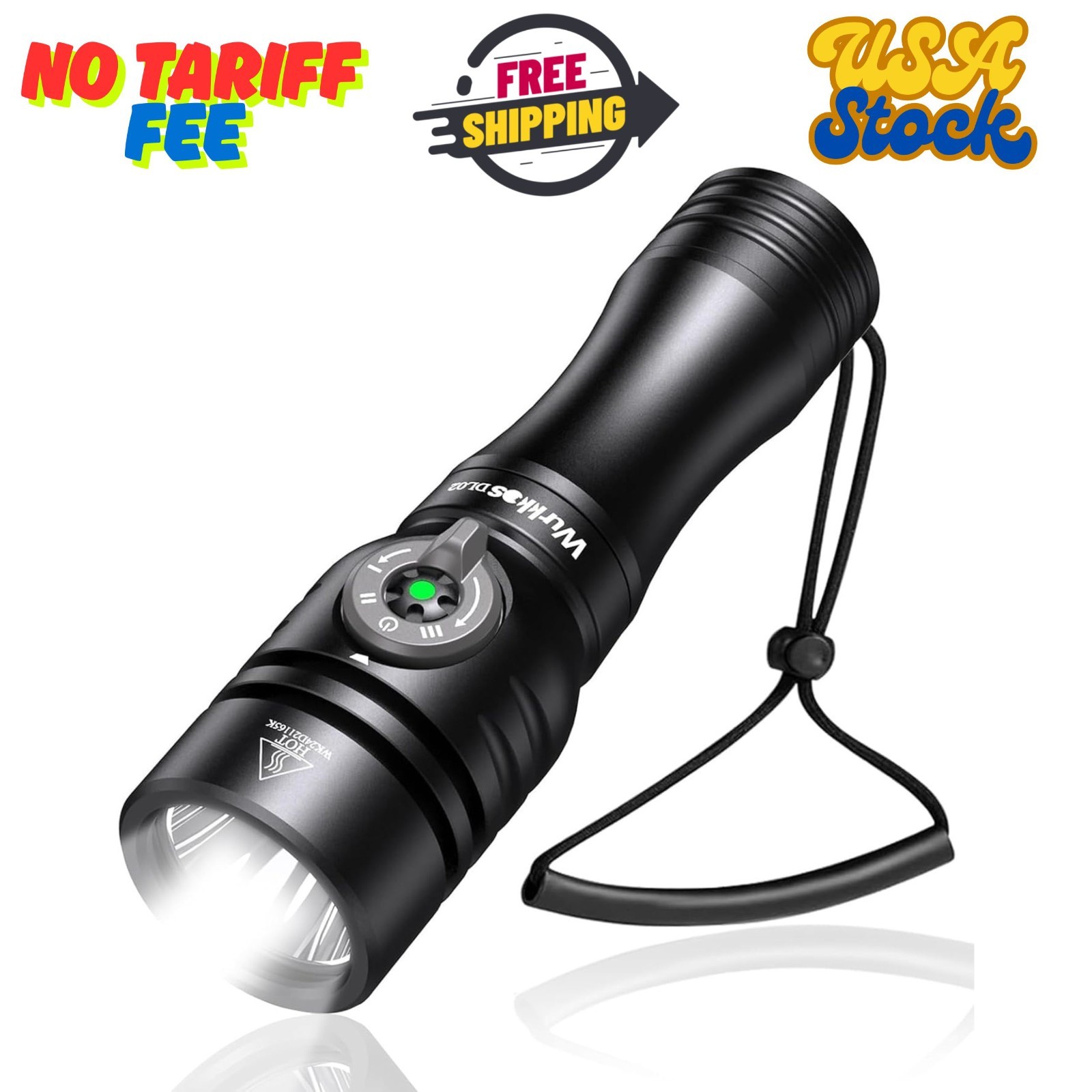 DL02 Scuba Diving Light,3000 Lumens 6500K Dive Light with Rotary Magnetic Switch