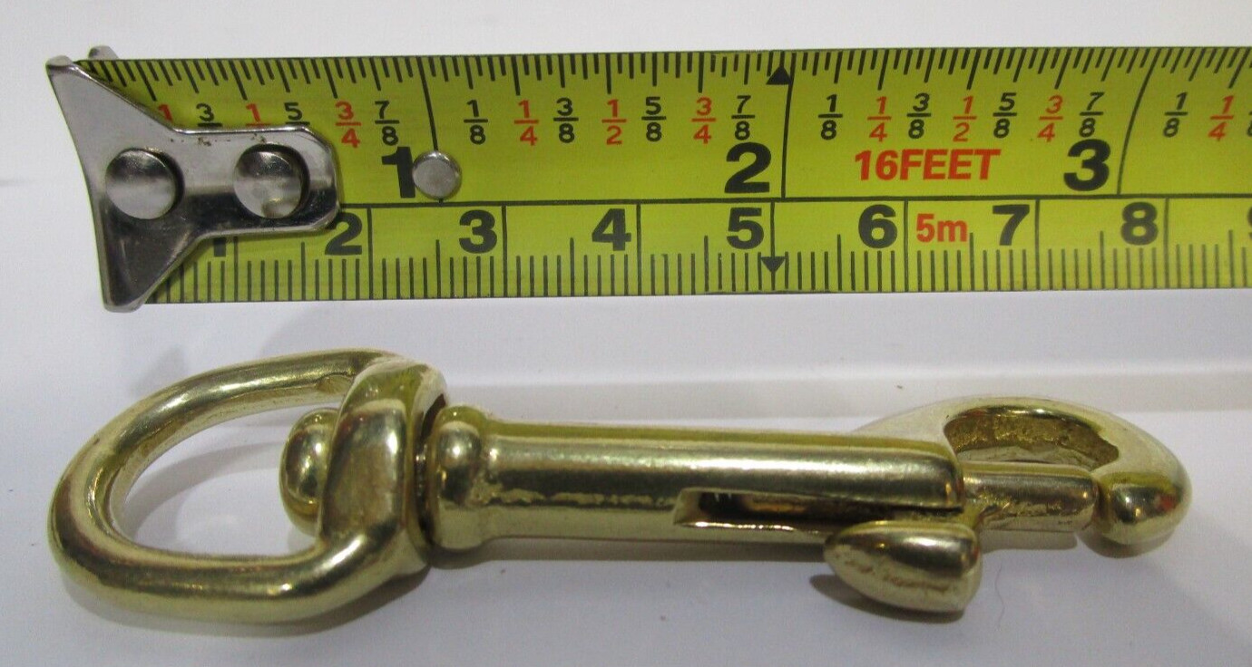 Lot of 4 Heavy Duty Brass Swivel Eye Bolt Snap Hooks 3″ Long 3/8″ Clip Opening