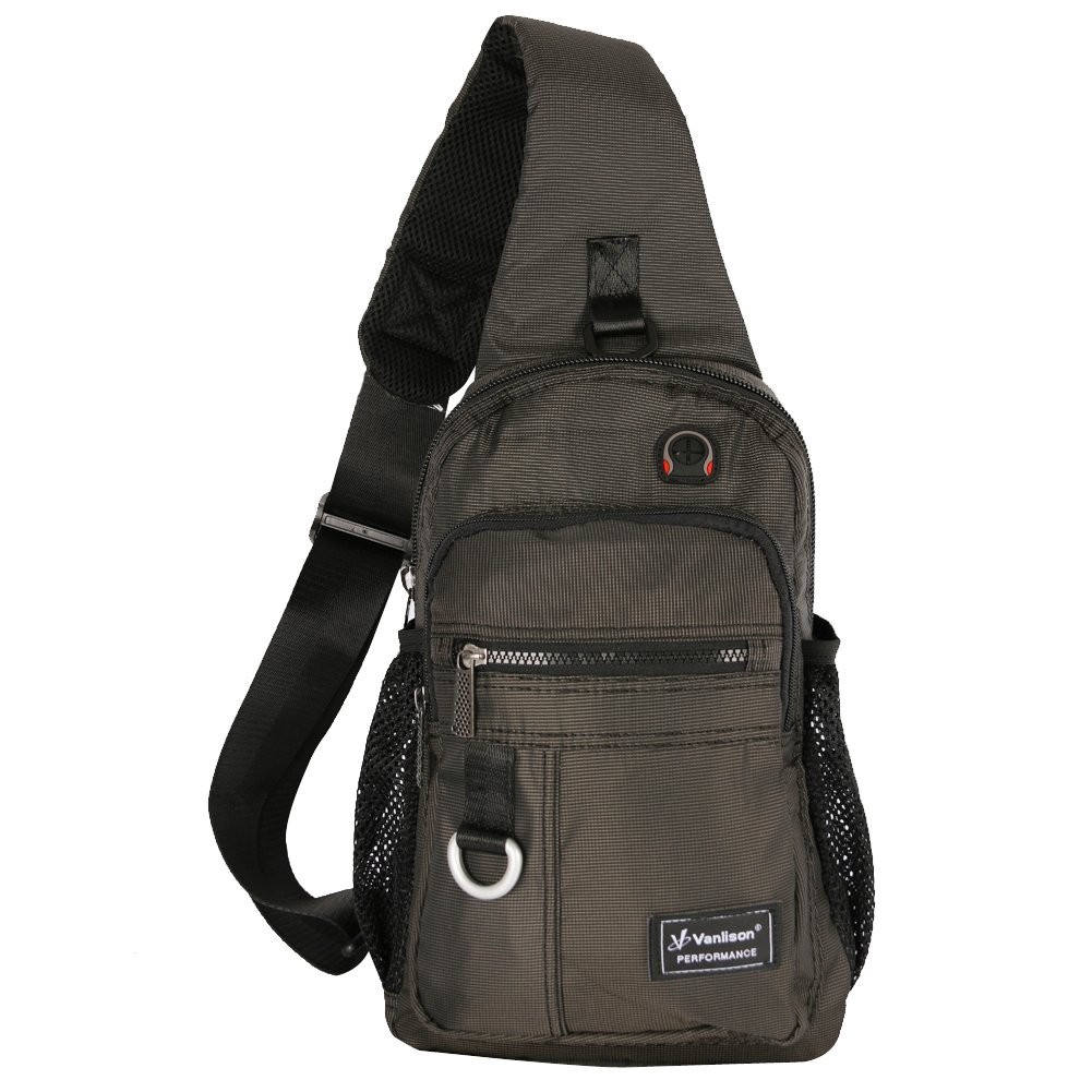 Vanlison Medium Crossbody Sling Bag Backpack for Men Medium, A- Black(8″x12″)