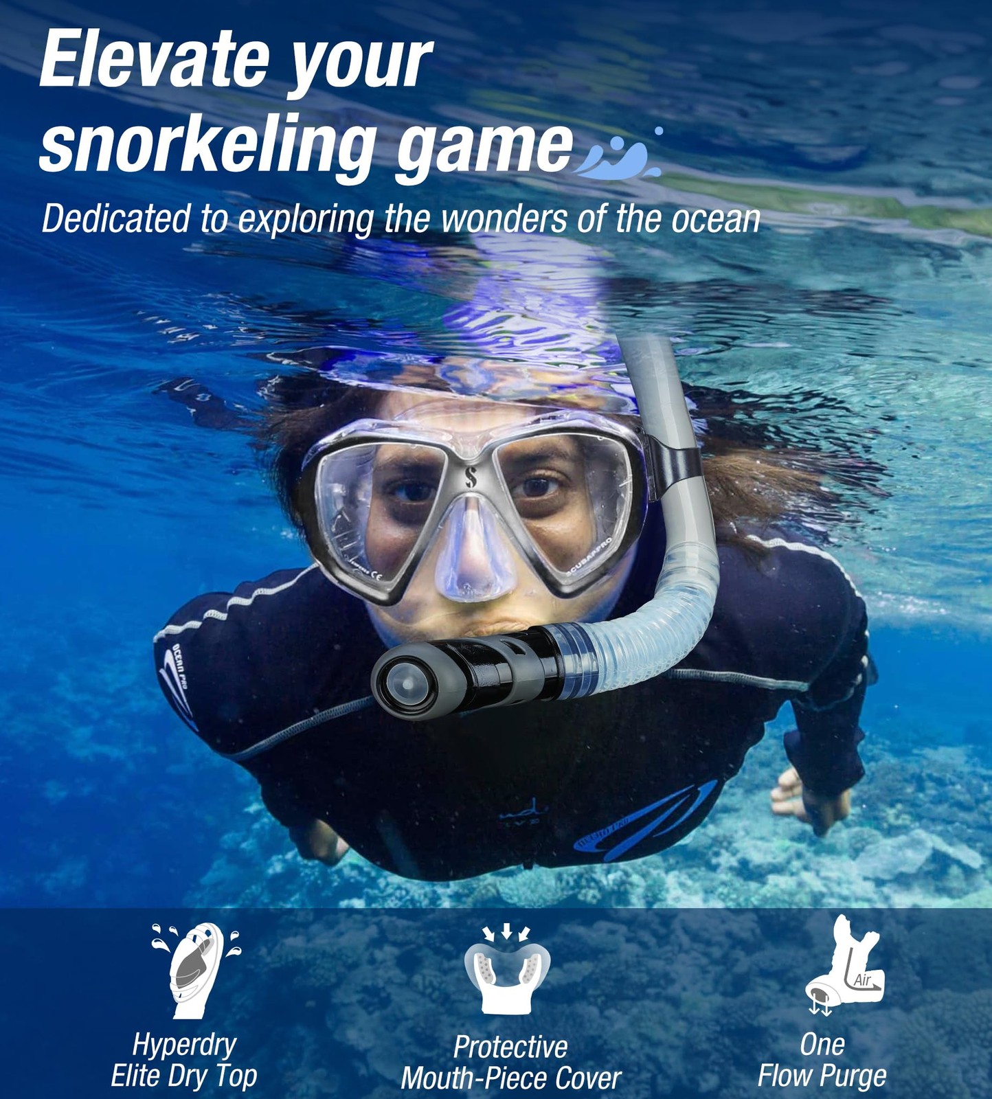 Aegend Diving Dry Snorkel for Adult & Youth Snorkeling Gear with Top Dry Val…