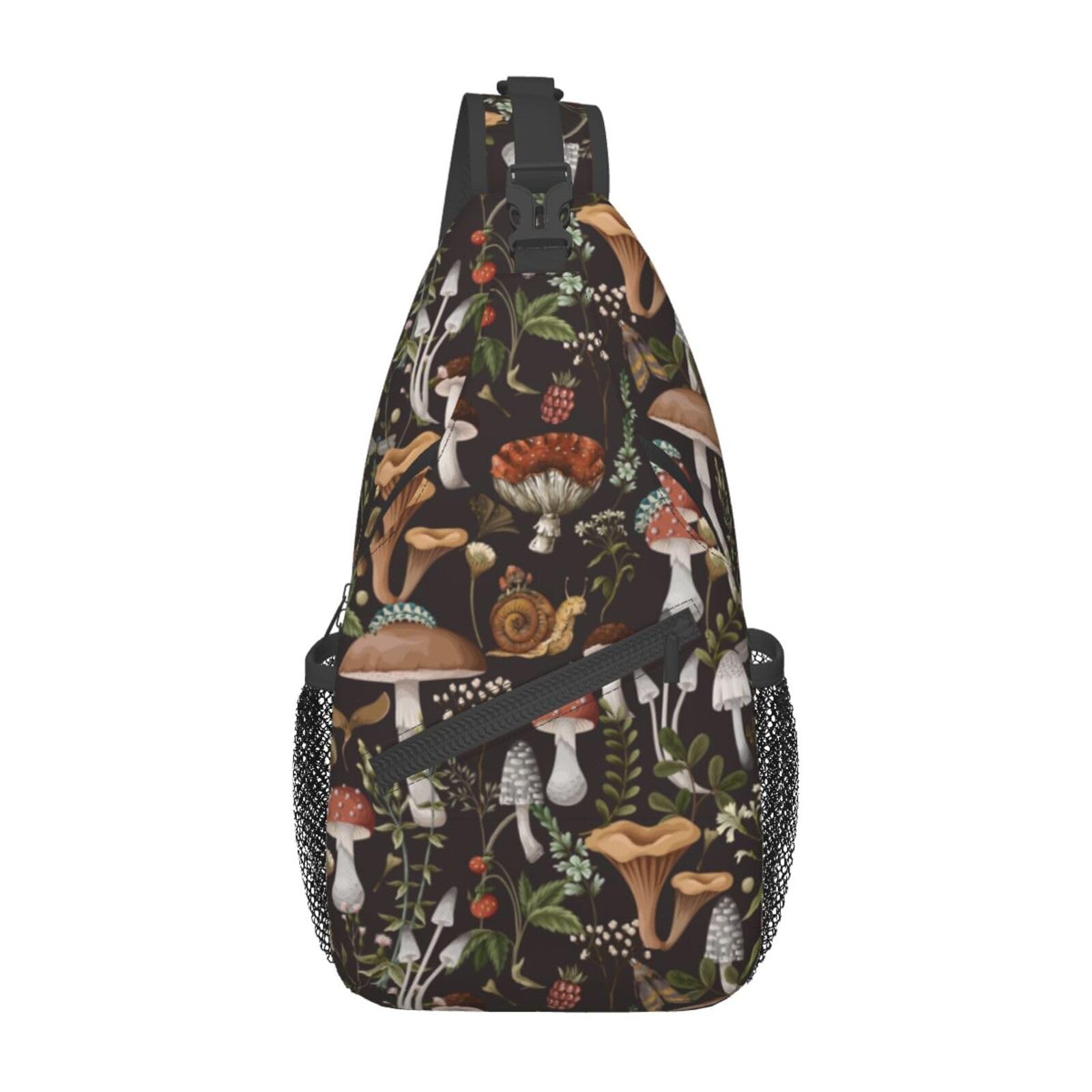 Mushroom Snail Berry Sling Backpack Unisex One Size,
