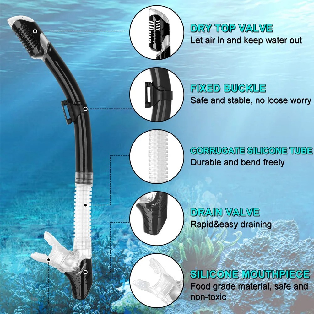 Adult Snorkel Set-180° Panoramic Anti-Fog Mask-Anti-Leak Swim Gear
