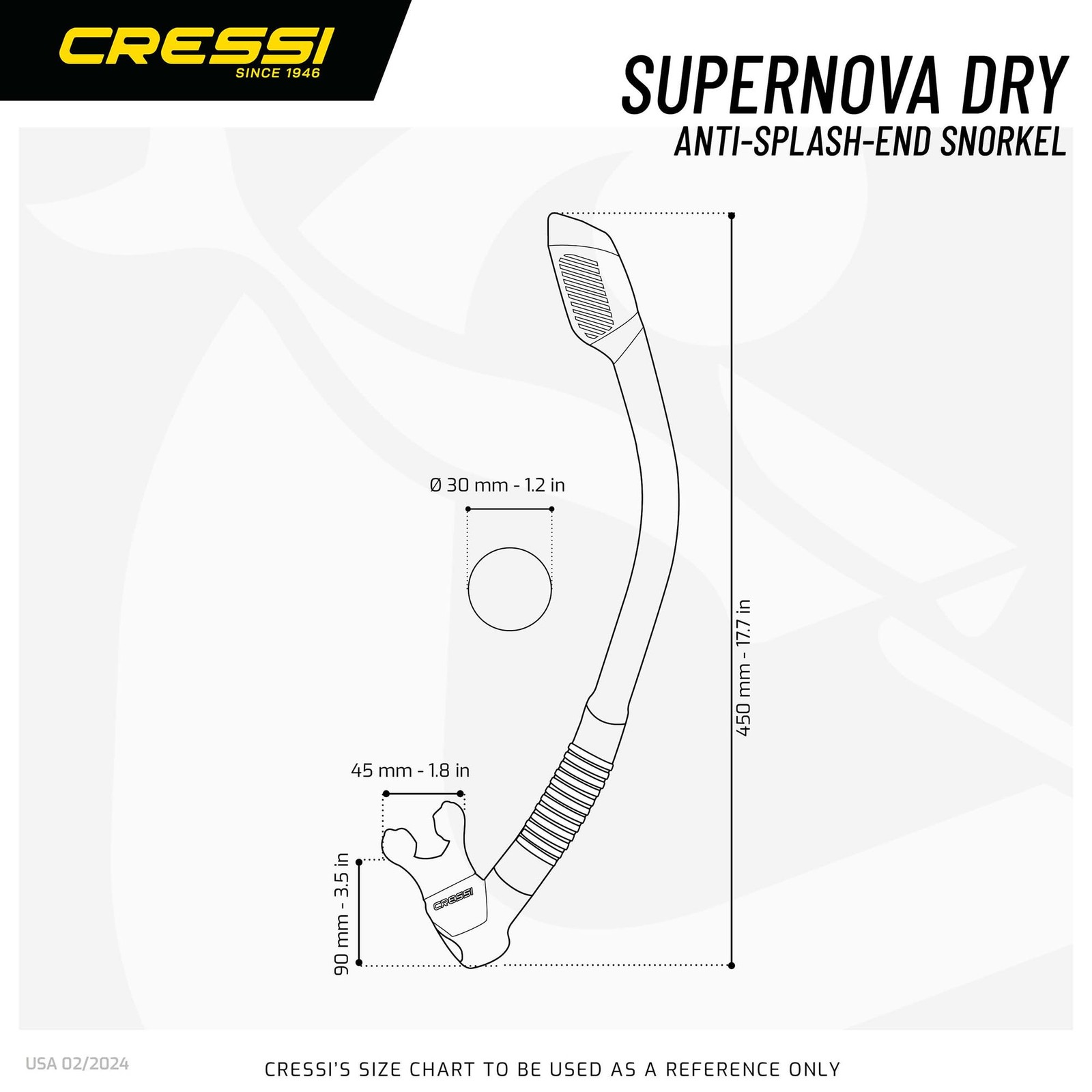 Cressi Supernova Dry Dry Snorkels, Black/Blue