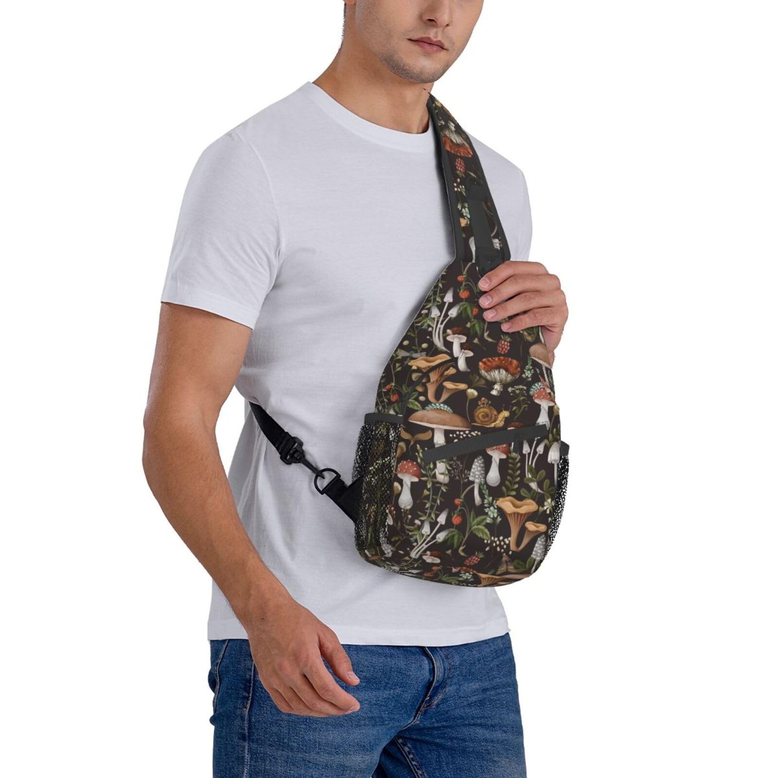 Mushroom Snail Berry Sling Backpack Unisex One Size,
