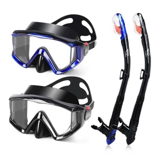 2 Pack Snorkel Mask for Adults – 180° Panoramic View, Anti-Fog Shatterproof PC