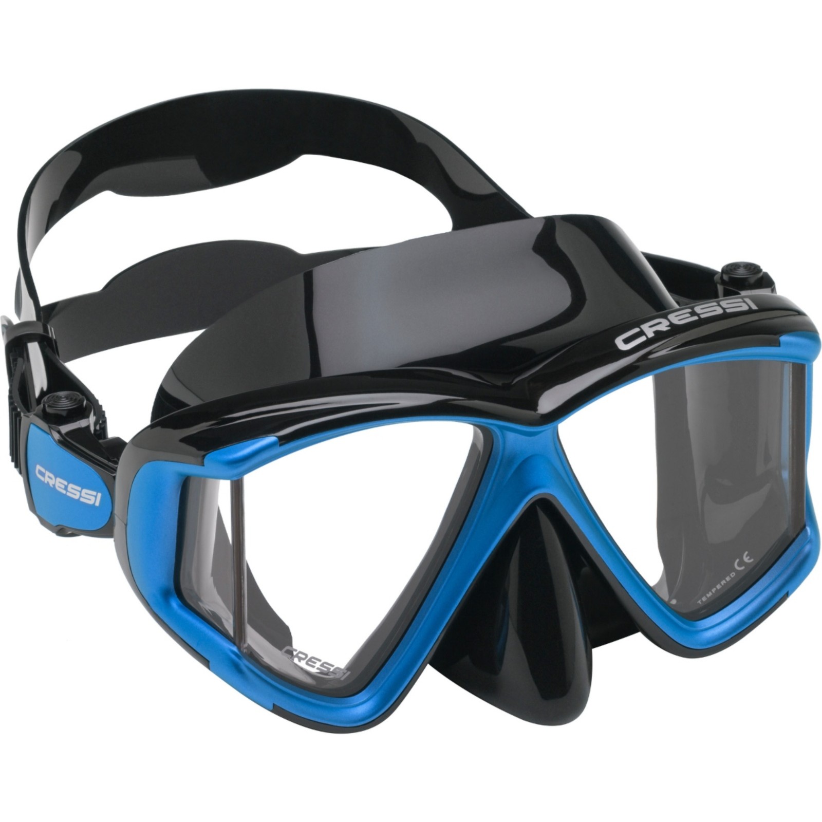 Cressi Liberty Quattro SPE Diving Mask, Black-Blue/Blue