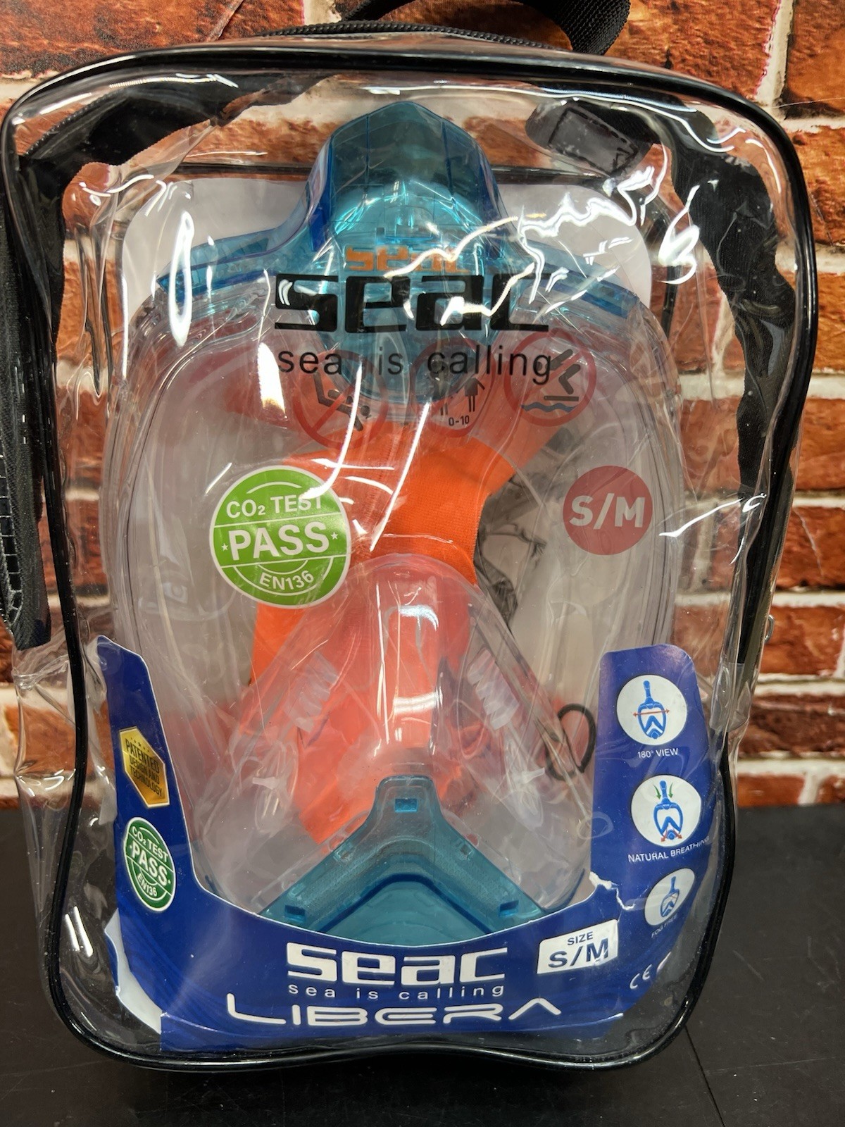 SEAC Libera Full Face Snorkel Mask S/M Aqua Orange EN136