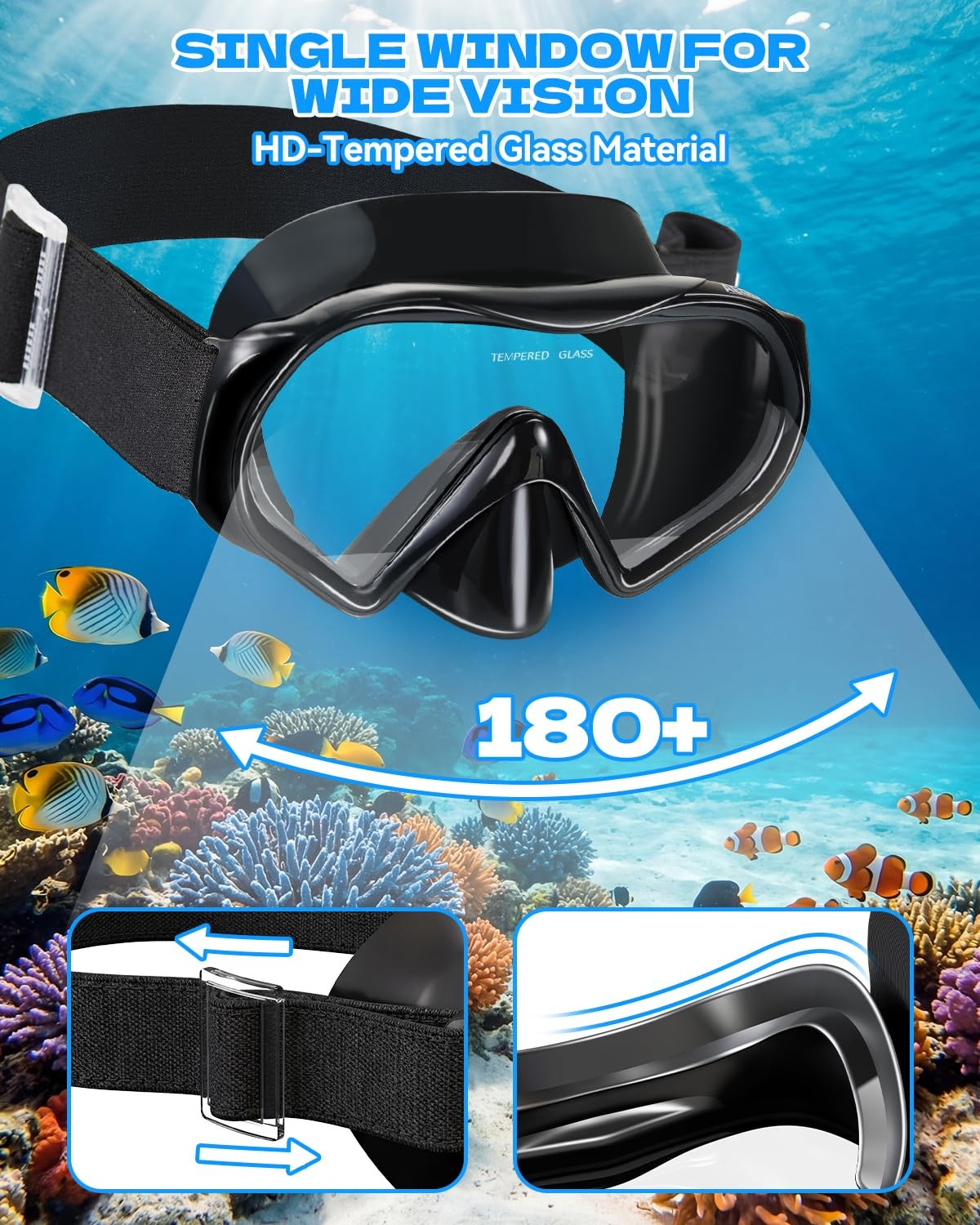 Aegend 2-Pack Snorkel Mask Goggles Nose Cover Adjustable Soft Knitted Strap