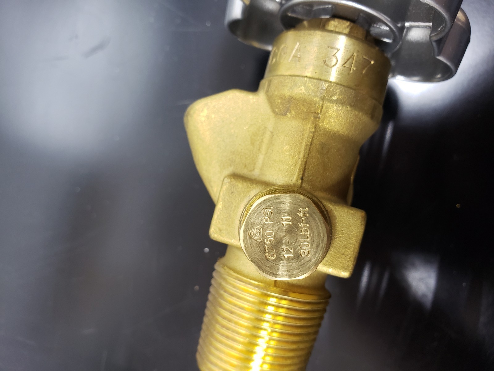 CGA 347 Sherwood Valve Brass, 25E, Air Valve, with Gauge