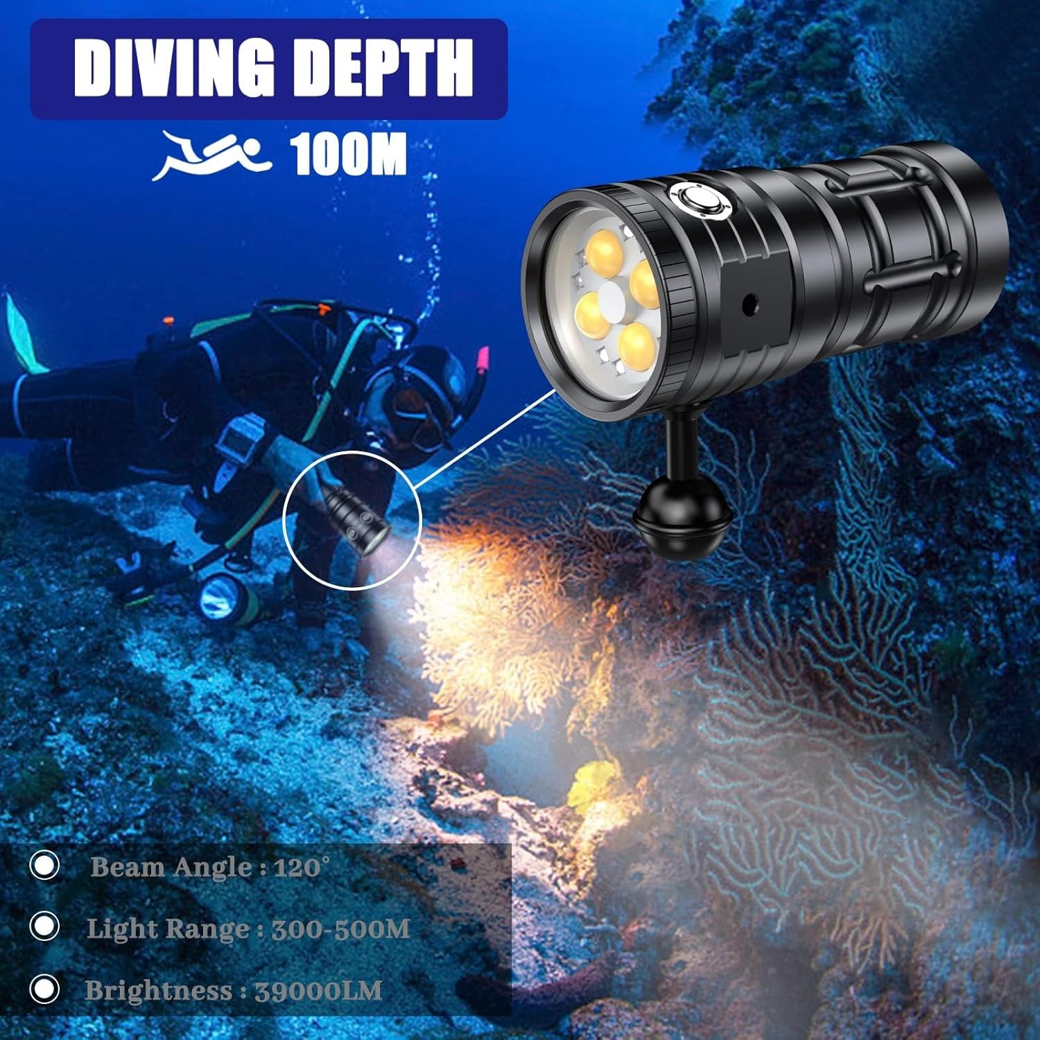 Genwiss 5500LM Scuba Diving photography Video light IPX8 waterproof Underwater