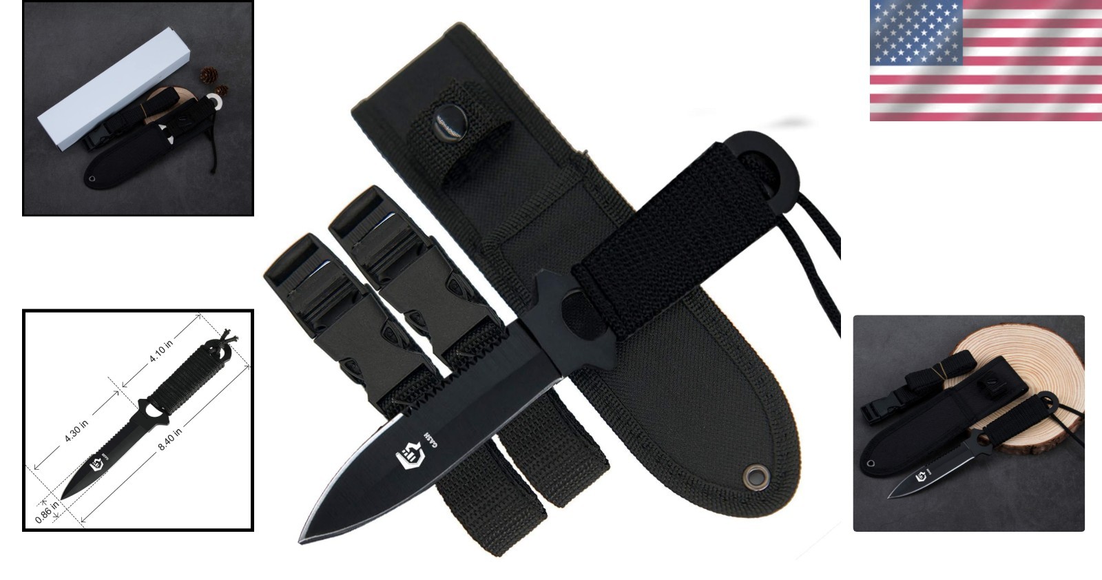 Ambidextrous Diving Knife with Quick Adjust Sheath for Spearfishing Adventures