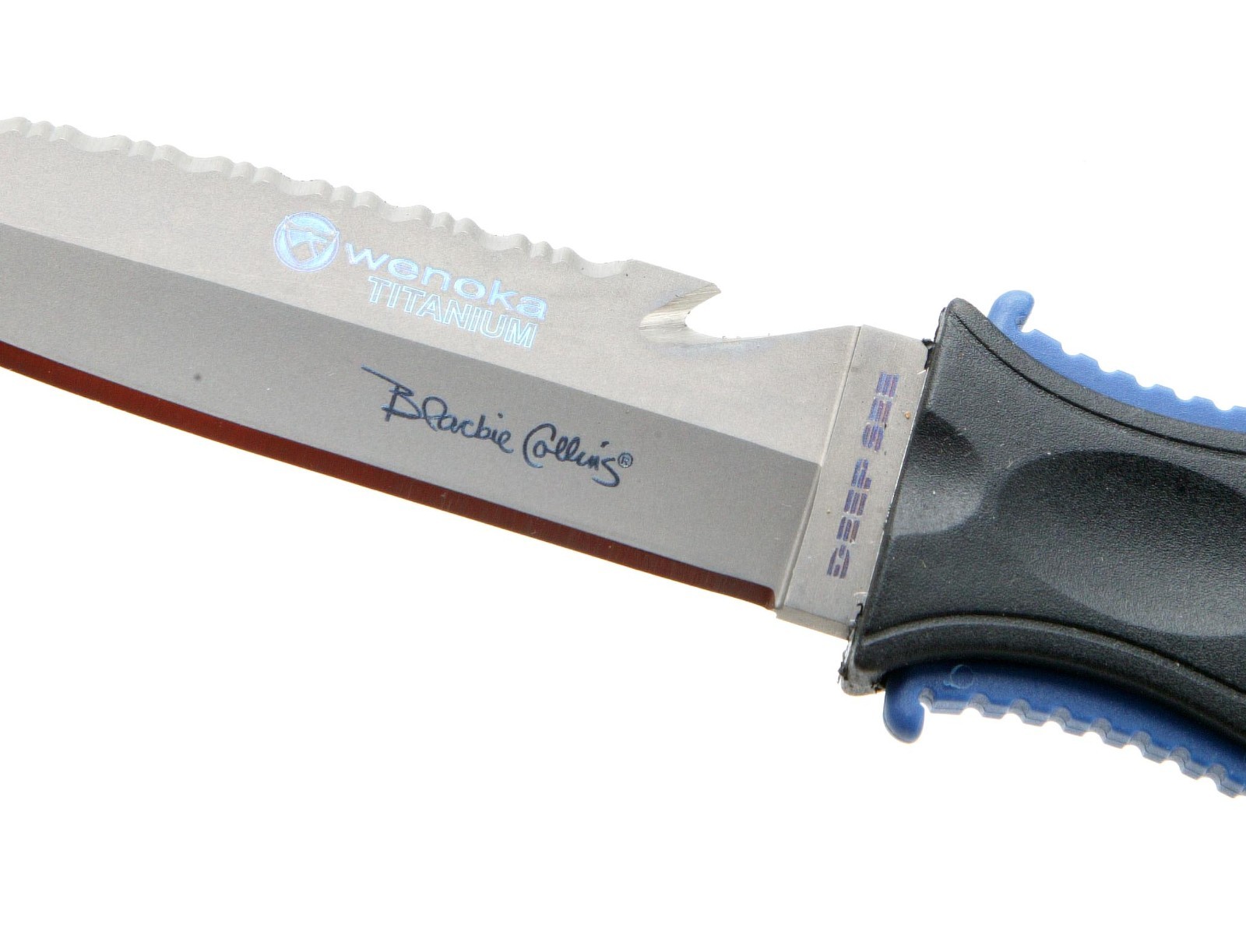 Wenoka TITANIUM Blackie Collins Deep See Unique Underwater Knife W/ Straps. NEW.