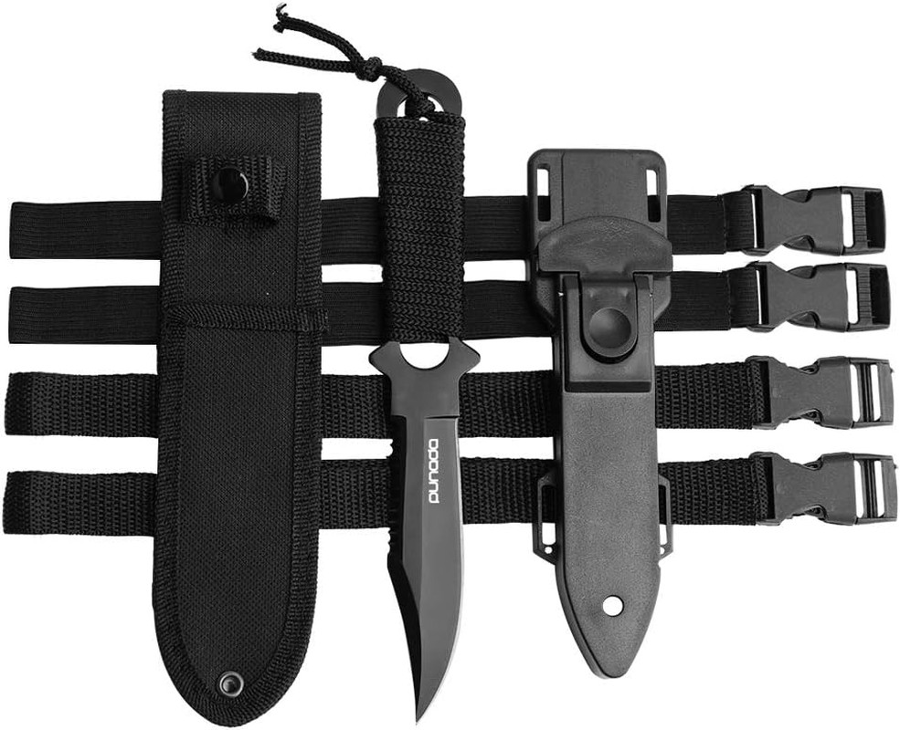 Dive Knife – Scuba Diving Knife with Holster, 2 Types Sheath 2 Pairs Thigh Leg S