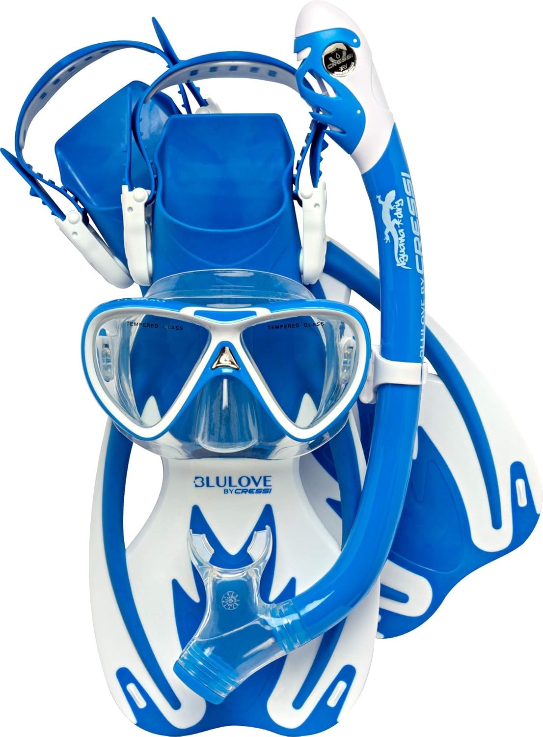 Cressi Unisex Snorkel Mask Rocks Pro Dry Set, Blue/White, Size Small/Medium