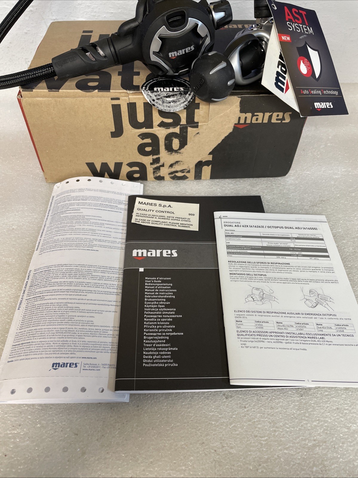 Mares Dual Adj 62X Black Regulator Set 416263 INTBK New With Box