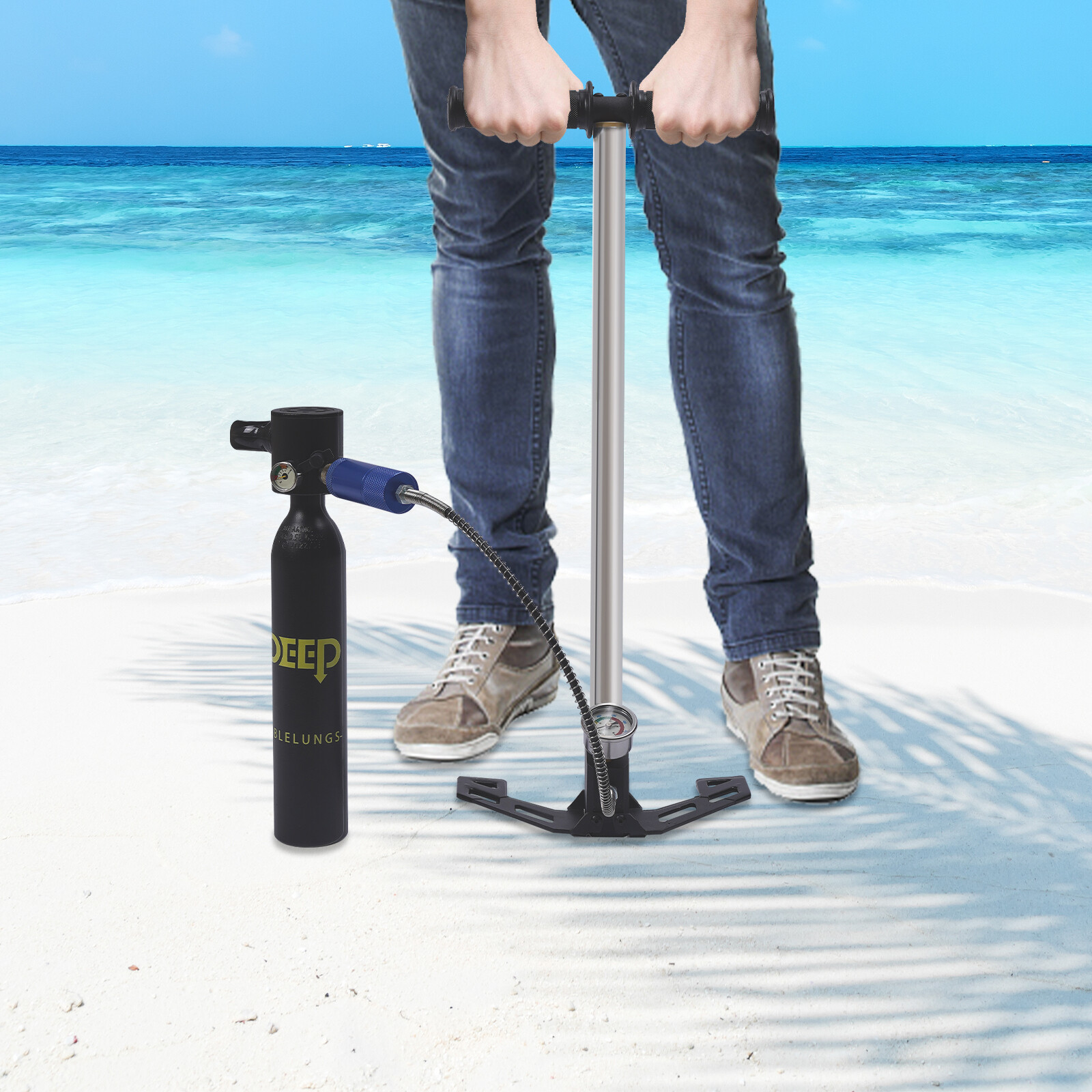0.5L Oxygen Tank Pump Equipment Underwater Breath Mini Scuba Diving Case Kit