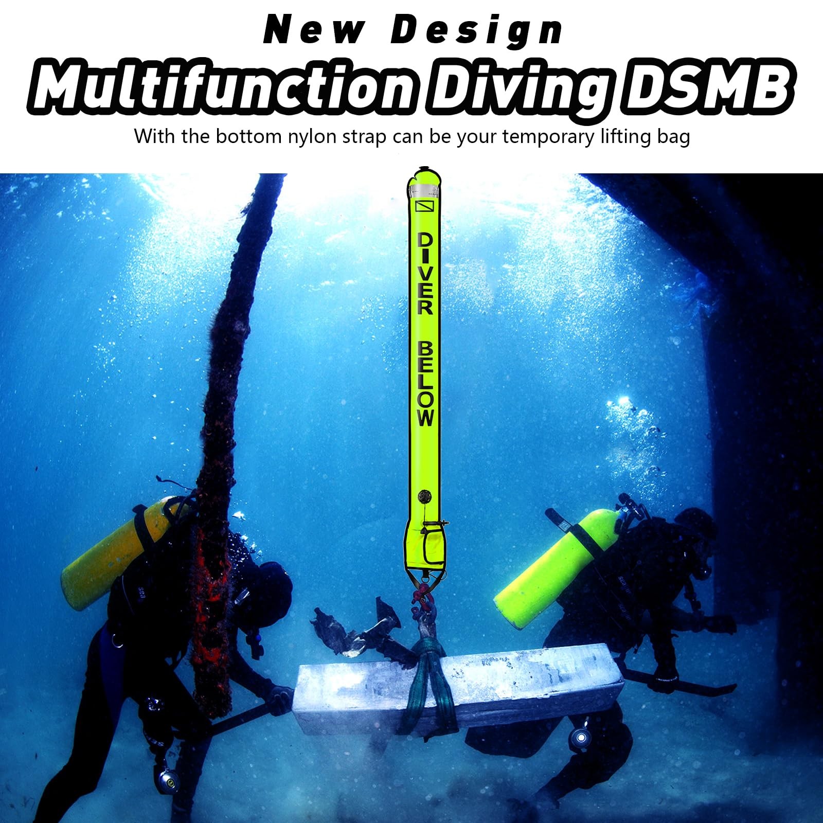 Scuba Diving SMB and Reel Set – 5ft High-Visibility Surface Marker Buoy (DSMB…