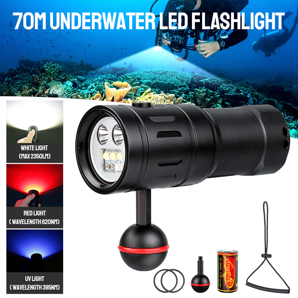Trustfire 2350Lumen LED Diving Light Underwater 100M Scuba Flashlight 3 Lights S