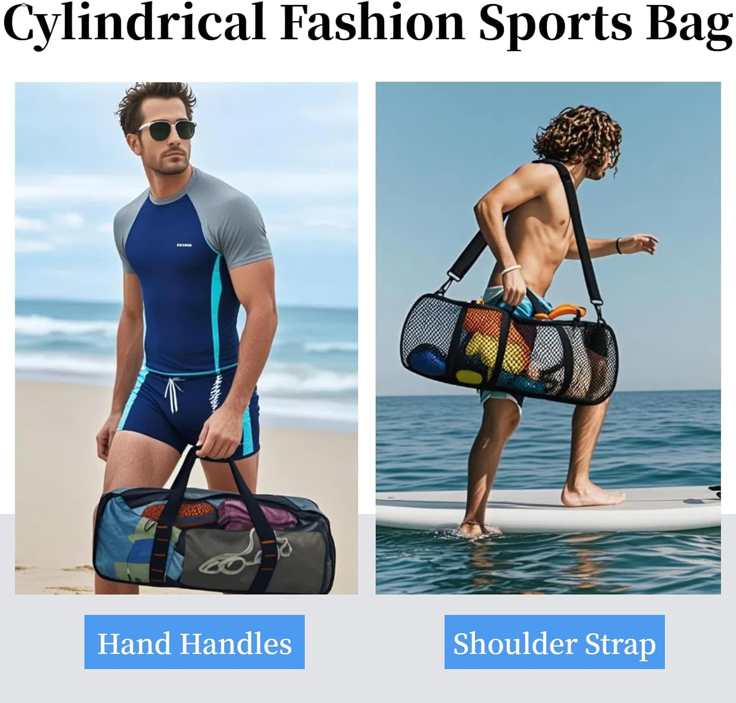 Diving Scuba Surfing Snorkeling Dive Mesh Beach Bag Duffle Bags with Zipper and