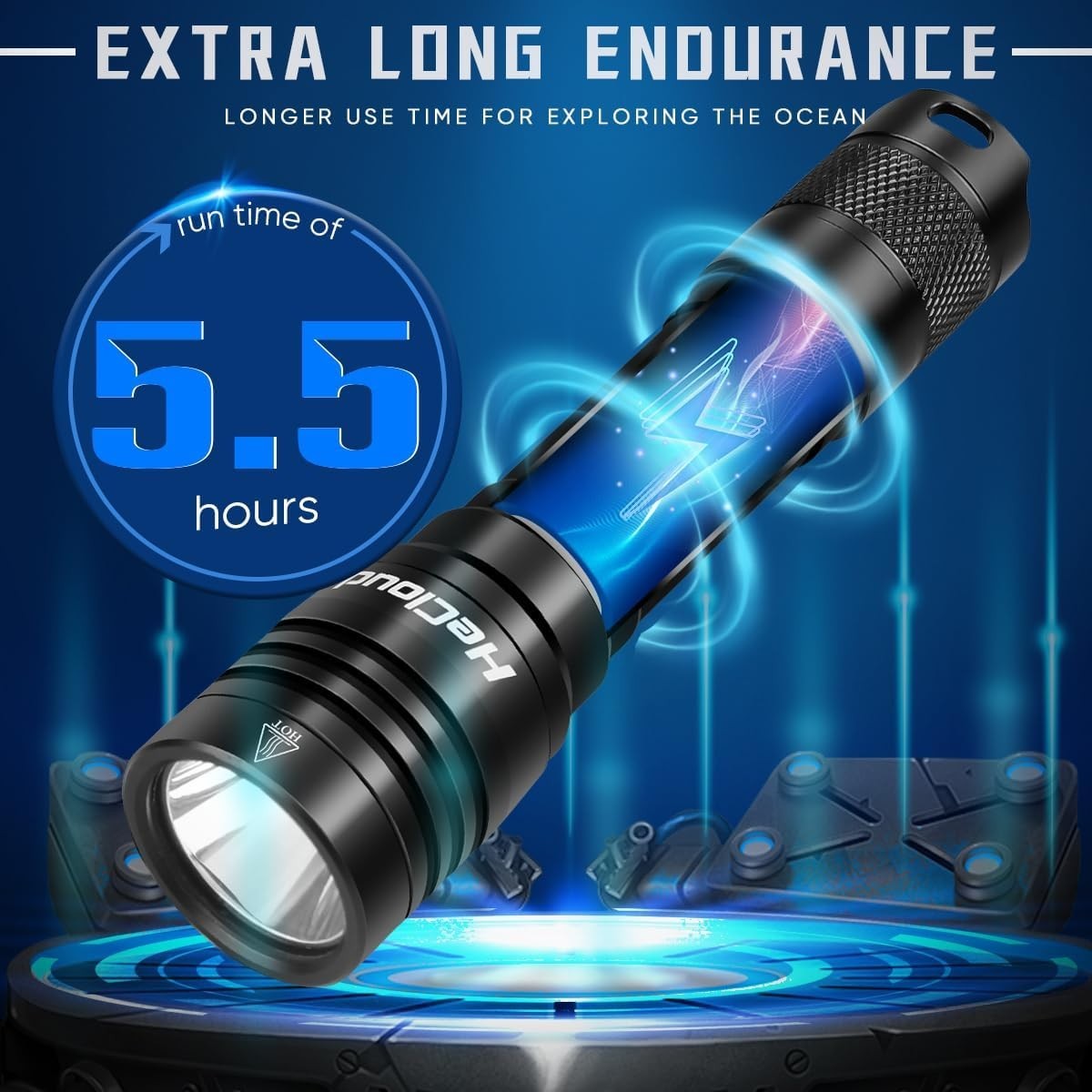 Bright Dive Light Scuba 3000 Lumens Torch 328ft Waterproof 4 Modes USB Charger