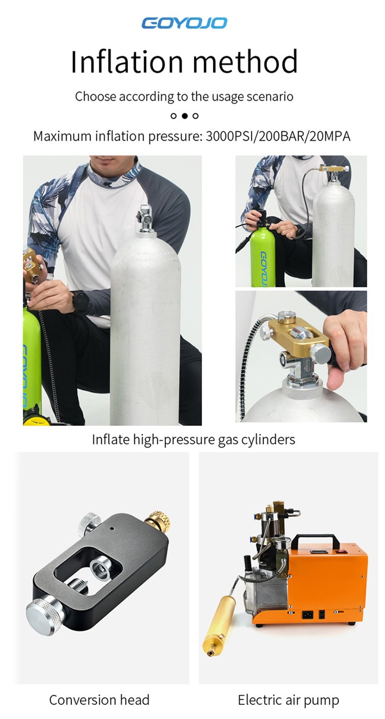 GOYOJO 2L Scuba Diving Tank Kit, Oxygen Underwater Pump & Diving Glasses & Vest