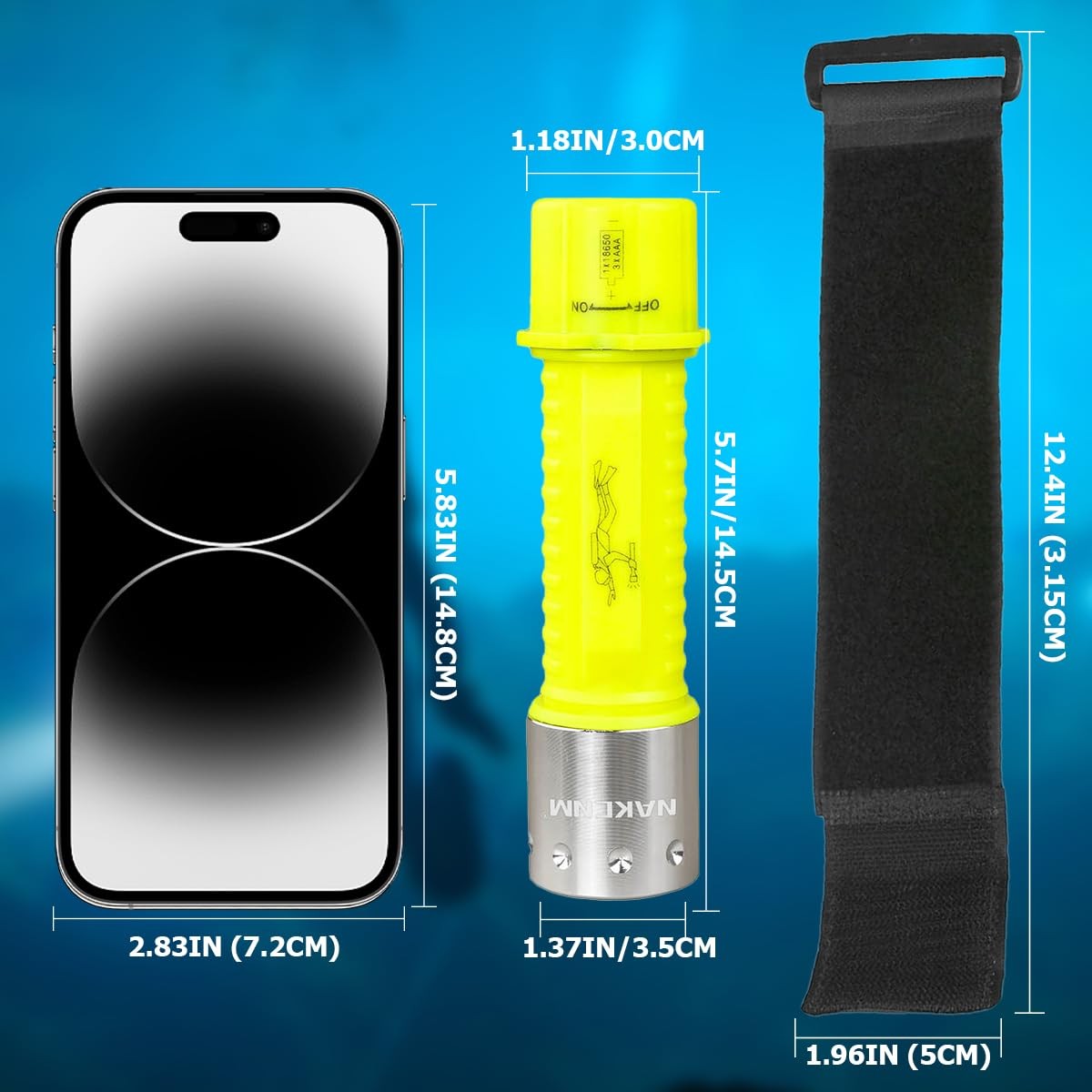 NAKCNM WishDeal 2 Pack Diving Flashlight Underwater LED Scuba Dive Yellow