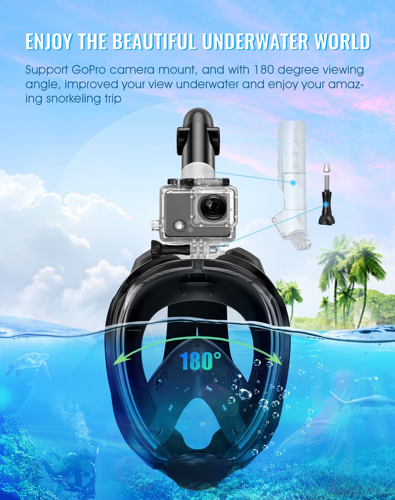 Greatever G2 Full Face Snorkel Mask with Latest Dry Top Small-Medium, Black